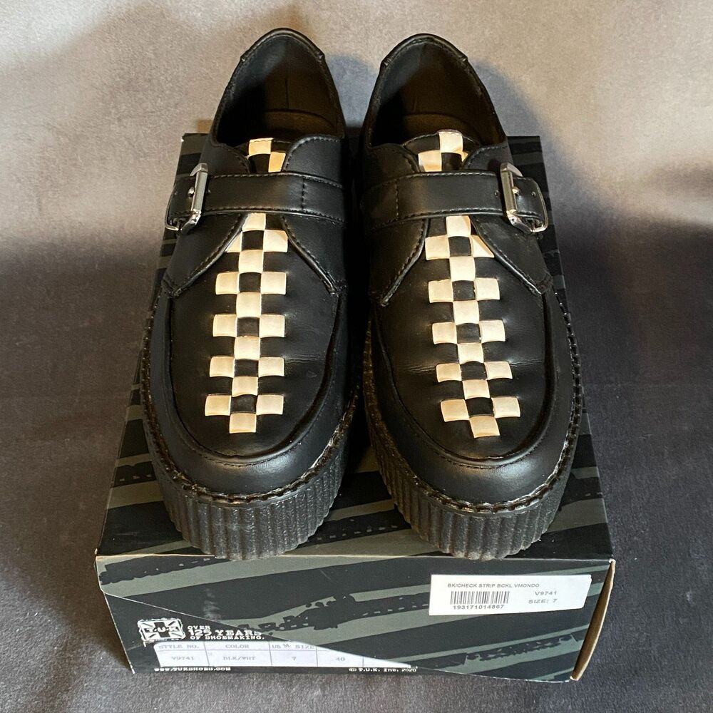 T.U.K. Checkerboard Strip Creepers Shoes Men's 7